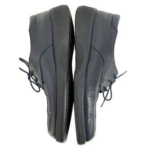 Womens VTG 7.5 Bally Switzerland Shoes Navy Lace Up Flats Leather Italy 6883